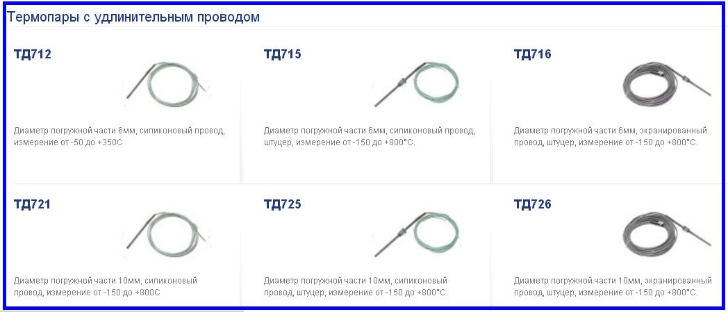 Термопары с длинным кабелем