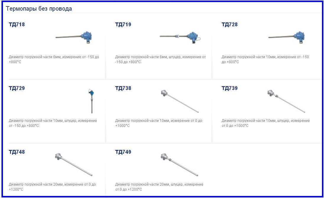 Термопары без кабеля в корпусе